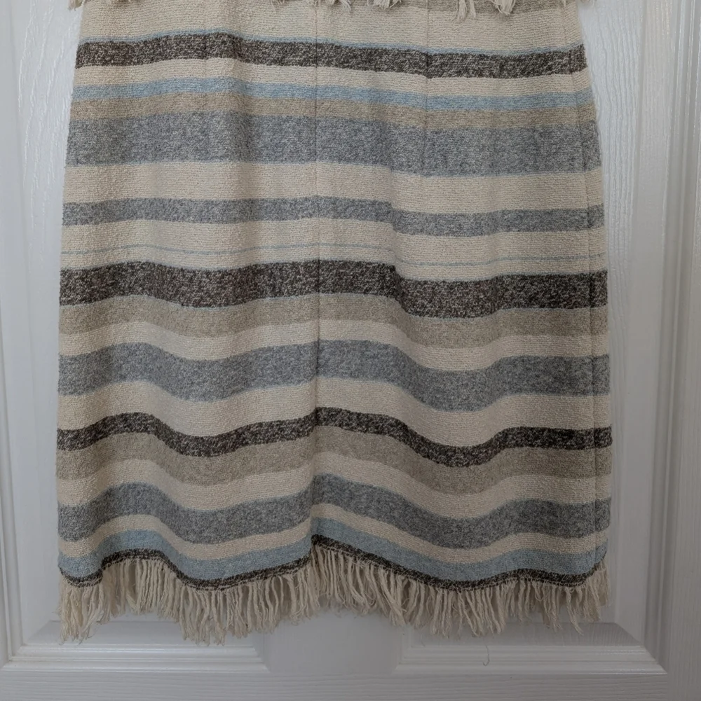 TORY BURCH Sleeveless Striped Fringe Halter Dress